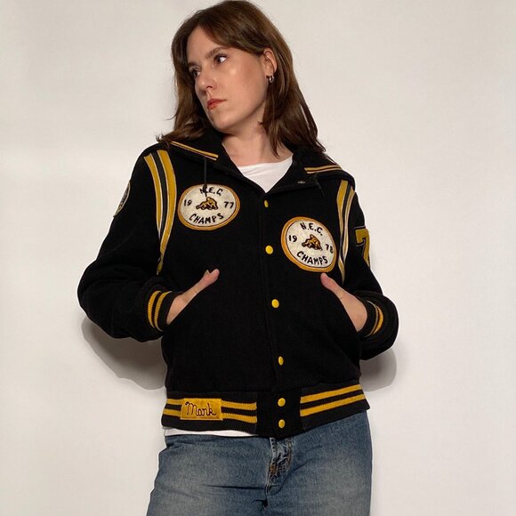 Vintage 1979 High School Varsity Jacket with NAUTICAL Sailor Hood Flap! Medium - Picture 6 of 16